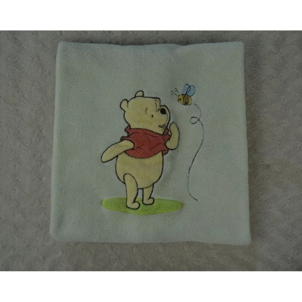 Winnie the Pooh Bear Baby Blanket Honey Bee Green Yellow Brown Security Lovey